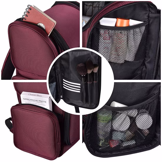 Bolsa de mochila para ferramentas de barbeiro de salão de cabeleireiro cosmético de múltiplas camadas personalizadas